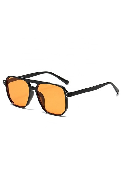 Tessero Unisex Retro Aviator Sunglasses, Thick Black Frame with Double Bridge...