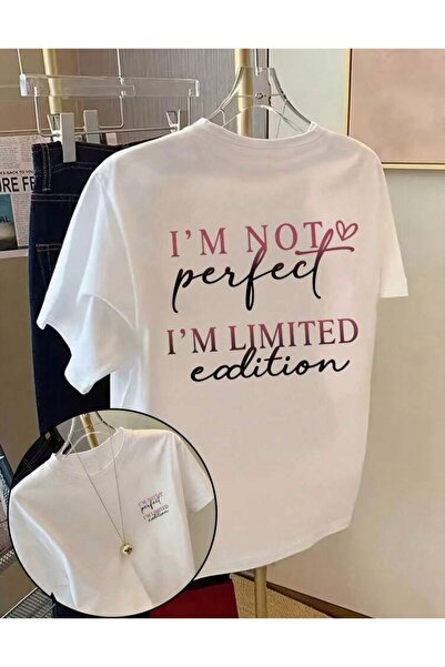 LELVANİ I'M Not Perfect I'M Limited Edition Text Printed T-Shirt