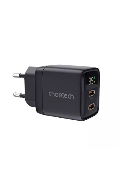 CHOETECH Φορτιστής χωρίς καλώδιο GaN με 2 θύρες USB-C, 35W Power Delivery, Μα...