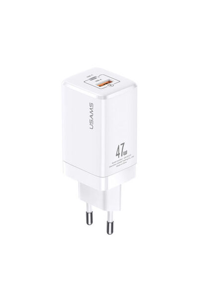 Usams Ασύρματος φορτιστής GaN με θύρες USB-A και USB-C, 47W Power Delivery, Λ...