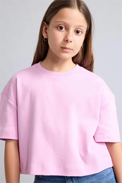 DeFacto 100% Cotton Oversize Crew Neck Short Sleeve T-Shirt Girls H7237A826Sm