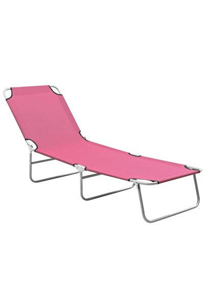 vidaxl Șezlong de plajă pliabil, roz, oțel și material textil