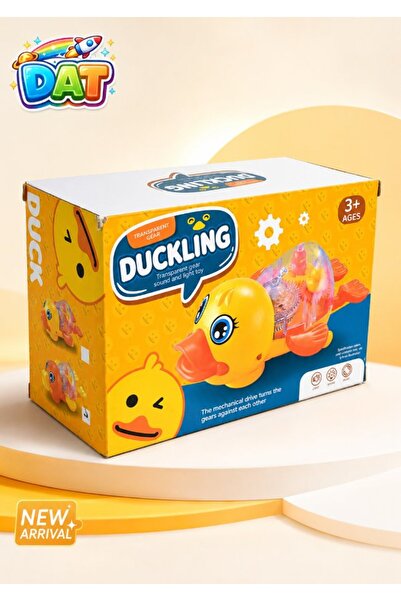 DAT Duckling Transparent Gear Sound & Light Electric Walking Duck Toy with Mu...