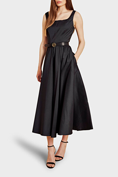 BROOKS BROTHERS Square Neck Midi Length Taffeta Dress Dress Bbss26Fdr014112