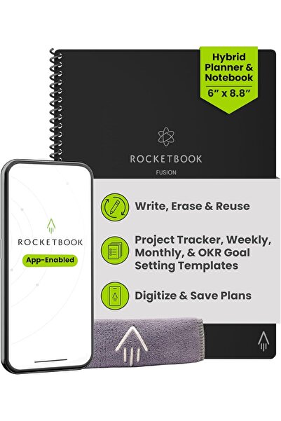Rocketbook دفتر ملاحظات ذكي قابل لإعادة الاستخدام من فيوجن - يتضمن تقويمًا، و...