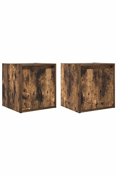 vidaxl Noptiere montate pe perete 2 buc Stejar afumat 38x34x40 cm