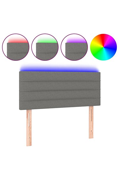 vidaxl LED headboard, dark grey, 90x5x78/88 cm, textile