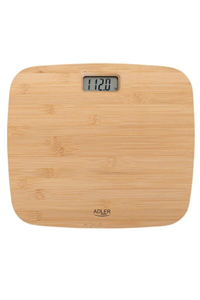 adler AD 8173 Bamboo Bathroom Scale, 150 kg Max, 100 g Division, CR2032 Batte...