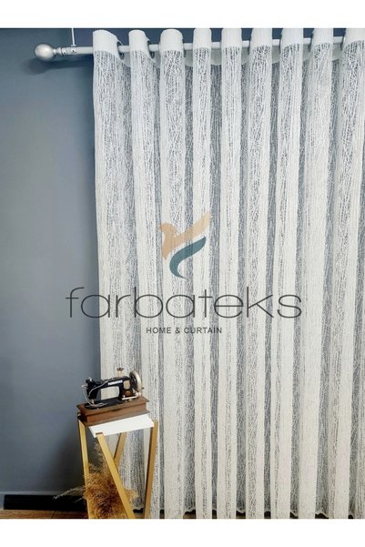 farbateks White Glass Rustic Tulle Curtain Eyelet Curtain Rustic Tulle Curtain