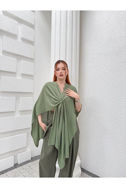 NEW JOURNAL Women's Çağla Front Detailed Poncho Cardigan Frv0192