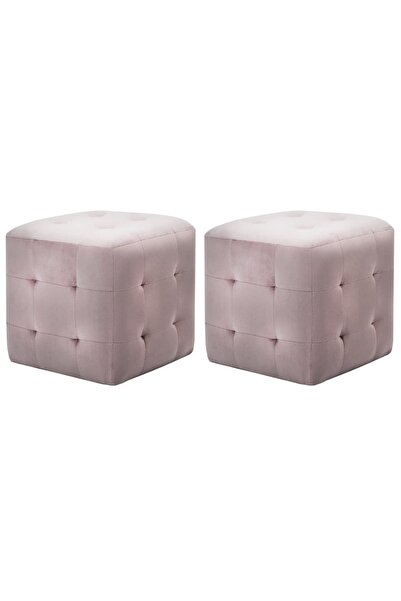 vidaxl Noptiere, 2 buc., roz, 30 x 30 x 30 cm, țesătură din catifea