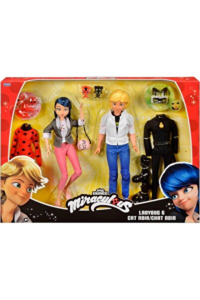 Miraculous Ladybug Doll Superhero Secret 2-PK Ladybug Cat & Chat Noir - 4+ years