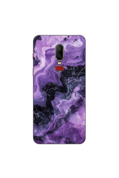 OEM Husa compatibila cu OnePlus 6 Silicon Gel Tpu Model Abstract Purple Marble