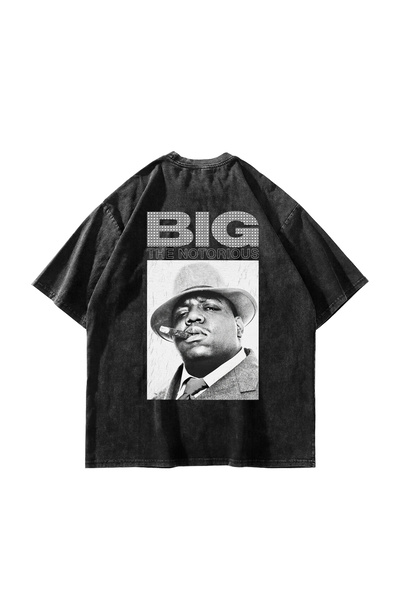 Sekizbiraltı Notorious Big Printed Oversize Unisex Washable Black Tshirt