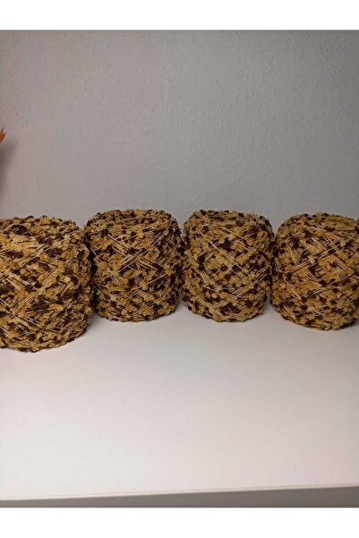 kartopya Açık ve Koyu Kahverengi Tonlu Ponpon Örgü İpi 400 Gr(4x100 Gr)