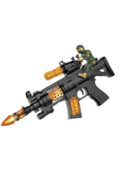 PlayFun Interactive Toy Machine Gun with LED Lights, Battle Sounds and Soldie...