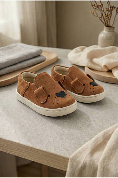 Beybium Loyal Friend Genuine Leather Tan Suede Baby First Step Shoes