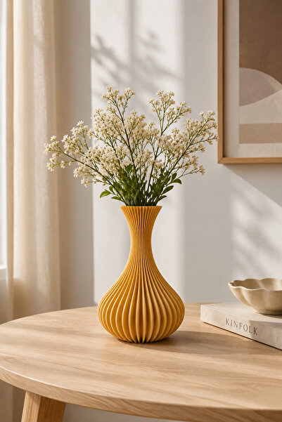 OKA Kırılmaz Yüksek Kaliteli 3D Modern Tasarım Dekoratif 22 cm Vazo