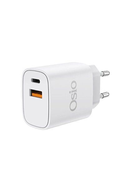 OSIO OTU-5904W Διπλός φορτιστής κινητού με USB Type-C και USB Type-A – 20W