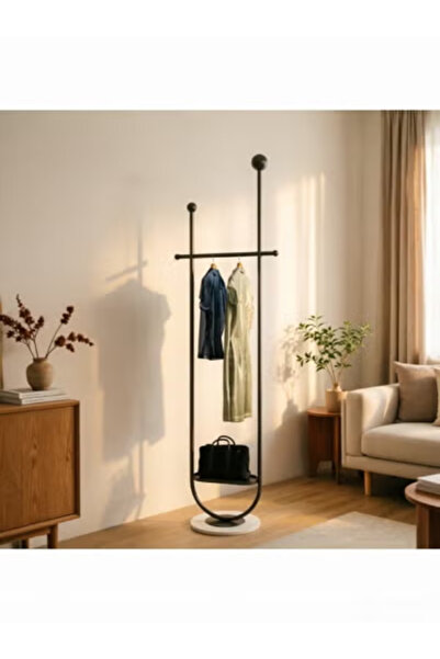 Cozy Haven حامل معاطف معدني على شكل حرف U، حامل معاطف أسود قائم بذاته مع قاعد...