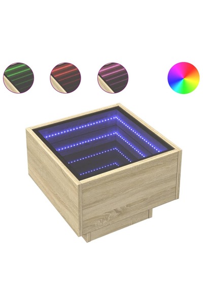 vidaxl Noptieră cu LED infinity, stejar sonoma, 40x40x30 cm
