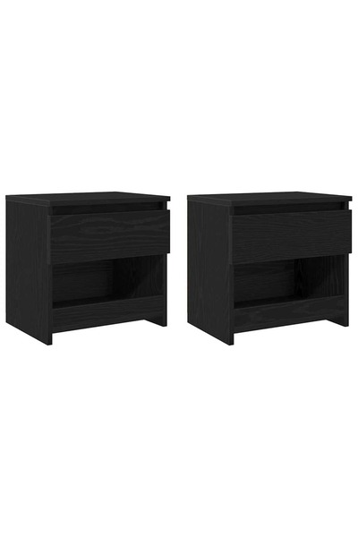 vidaxl Dulap de noapte cu sertar 2 pcs Stejar Negru 40 x 30 x 39 cm