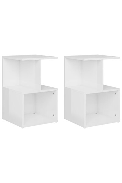 vidaxl Noptiere, 2 buc., alb extra lucios, 35x35x55cm, lemn prelucrat