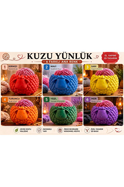 Nicomedia Nicomedia3D Sevimli Kuzu Yünlük | 3D Baskı Dekoratif Örgü Organizeri