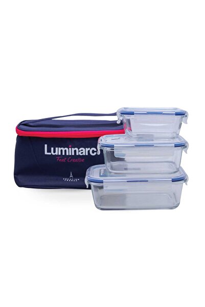 Luminarc طقم حاويات زجاجية مستطيلة بيور بوكس، 3 قطع، L2150