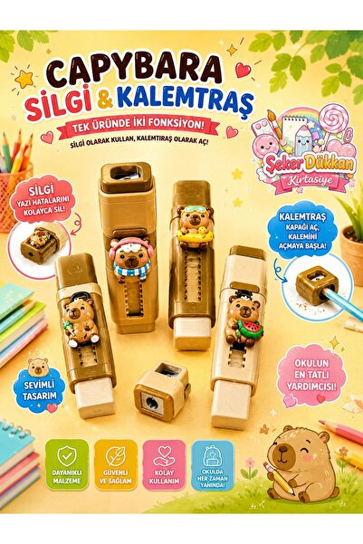 ÖZ KIRTASİYE Capybara Temalı Kalemtıraşlı Silgi - Yumuşak & İz Bırakmayan Sil...