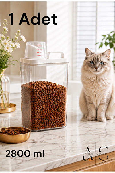 Ahlat Store 2800ml Cat Food Storage Container Leak-Proof Double Seal with Sca...