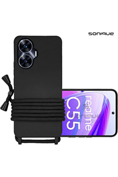 Other Sonique Πίσω Κάλυμμα Σιλικόνης 0.5mm με Λουράκι Μαύρο (Realme C55)