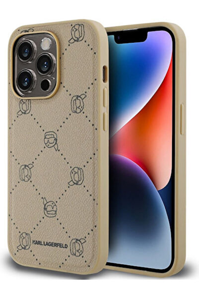 Karl Lagerfeld Pu Karl Heads Pattern Πίσω Κάλυμμα Μπεζ (iPhone 14 Pro Max) Κω...