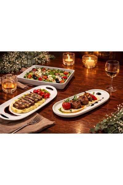 Yıldızan Nzr Beautestore White Presentation Plate Set 6-Piece Serving Plate R...