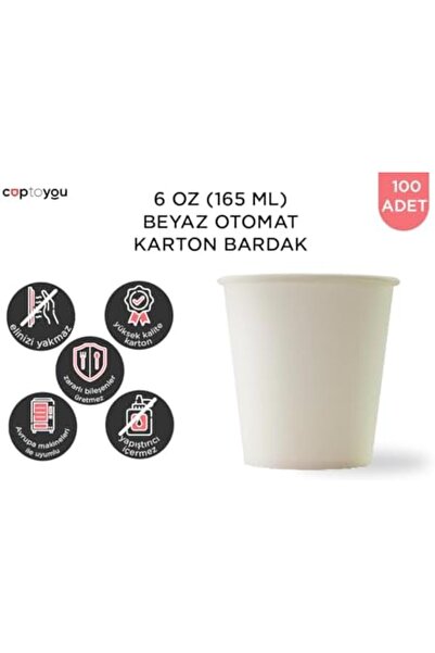 Yıldızan Tamgün 100 Pieces of Paper Cups 6 oz 165 Ml, White Paper Cups for Te...