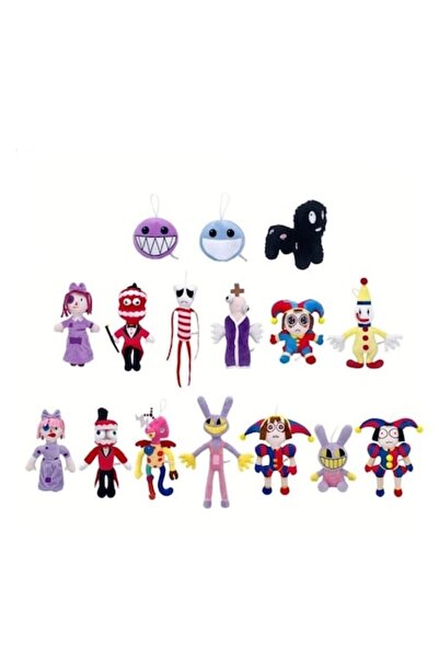 OEM Set de 16 jucării de pluș, Jucărie clovn de circ anime, roșu, 30 cm