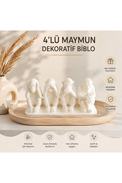 Greenpack 3 Maymun Masa Üstü Dekoratif Biblo ( Duymadım, Görmedim, Konuşmadım...