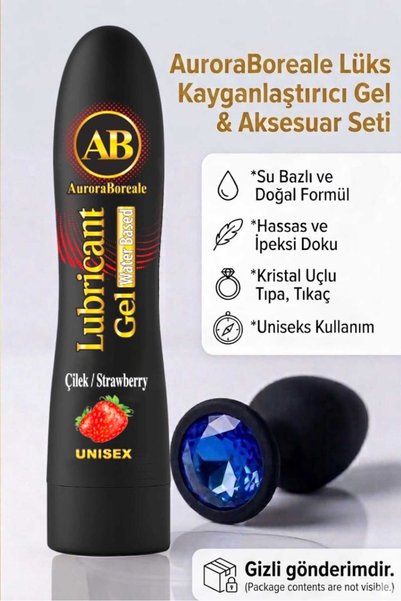 AuroraBoreale Premium 125 ML Büyük Boy Çilekli Kayganlaştırıcı Jel Mavi Taşlı...