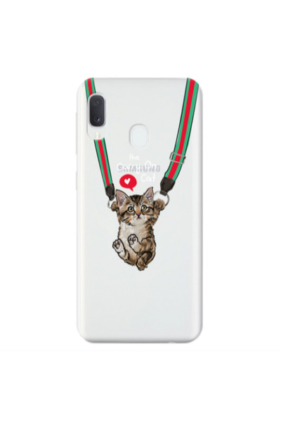 Other Samsung A20E Swinging cat Transparent Silicone TPU Θήκη