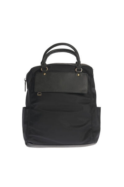 meli melo Rucsac negru elegant cu manere duble si design urban