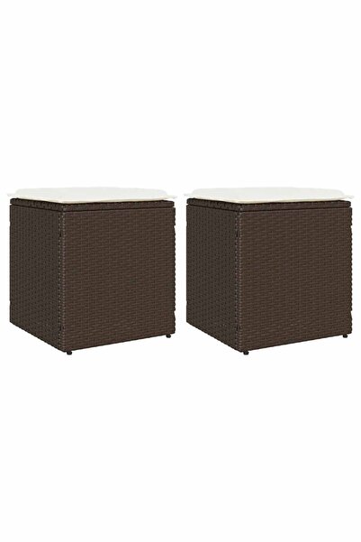vidaxl Scaune de grădină cu perne 2 buc Maro 40x40x43 cm Poly Ratan