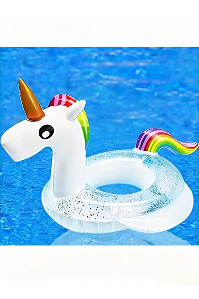 GGEROU Unicorn Baby Swimming Pool Float with Canopy Glitters Seat & Safety Ha...