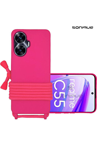 Other Sonique Πίσω Θήκη Σιλικόνης 0.5mm με Λουράκι Φούξια (Realme C55)