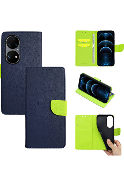 Other Sonique Trend Wallet Synthetic Leather Dark Blue / Acid Green (Huawei P...