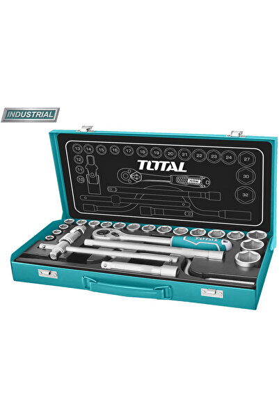 TOTAL Trusa de chei tubulare 1/2 cu antrenor 24 piese (INDUSTRIAL)