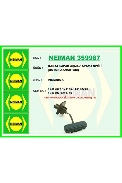 BESCHER Gldisptm Trunk Lid Open-Close Switch Button-Switch (170116) Insignia a