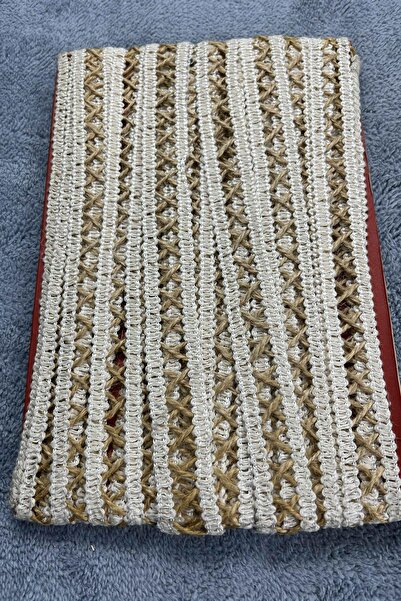 Hobigram Rustelia Cross Weave Hasır Şerit Kurdele – El Örgü Görünümlü Bohem Dekoratif Süsleme 1 Metre