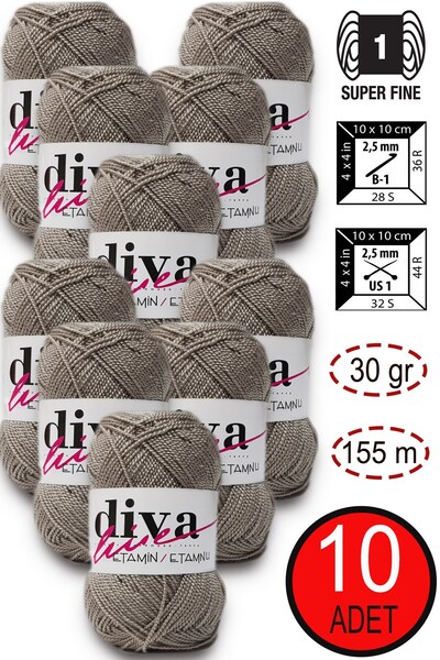 Diva İplik ديفا إيتامين 50 بيج داكن (عبوة من 10 قطع)