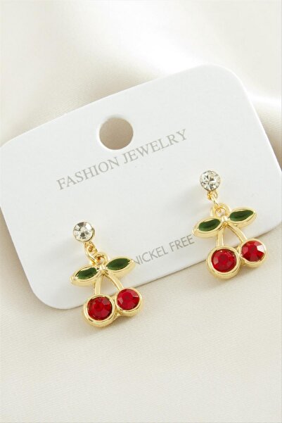 ZERO LAND Gldisptm Cherry Stone Enamel Earrings (170343) - Red