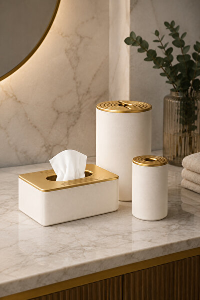 Arvella Studio Premium Bathroom Set 3-Piece Organizer Set |   Tissue Box & Co...